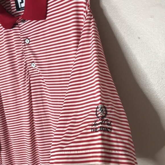 Footjoy prodry Lisle red and white striped polo performance wear shirt size L - Picture 7 of 10